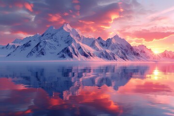 Reflection on the Snow Mountain Lake Surface
