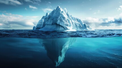 The surface and underwater parts of an iceberg