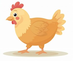 Cute Cartoon Chicken Illustration for Kids' Educational Materials and Farm Themes