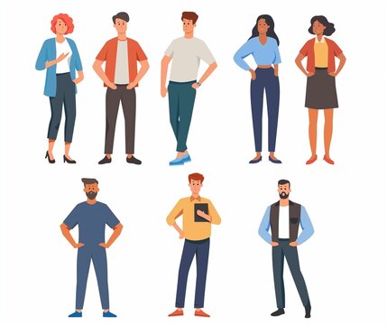 Diverse Group of People Illustration &acirc;&euro;&ldquo; Professional and Casual Fashion Styles