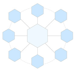 This is a brainstorming banner made with hexagons.