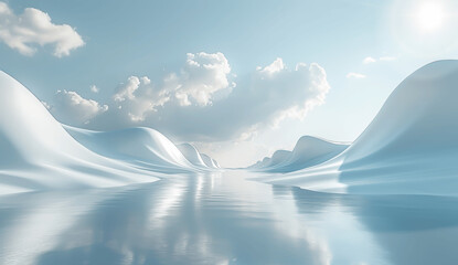 Futuristic Abstract Digital Illustration with Speed Motion Blur and Shiny Lines on White Background