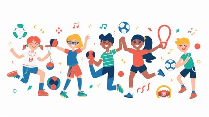 Happy Kids Playing Sports and Having Fun