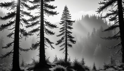 Misty Forest Silhouette.
