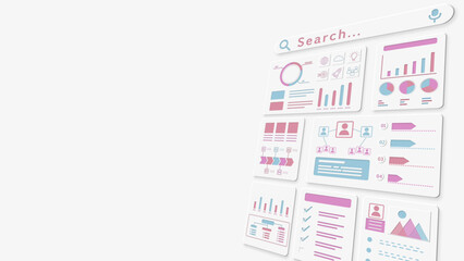 検索、統計、グラフ、データ分析などの背景　左斜め上バージョン