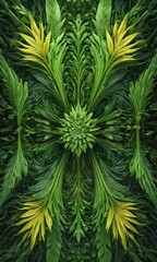 Fototapeta premium Abstract Green Leaves with Yellow Accent.