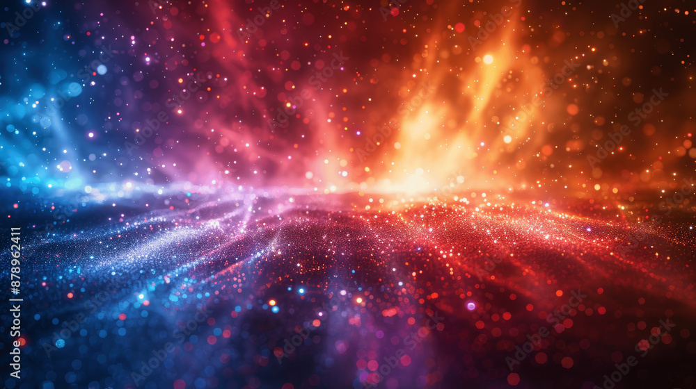 Poster vibrant abstract color explosion with glitter bokeh lights dynamic art