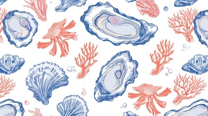 Naklejka premium Sea Life Pattern