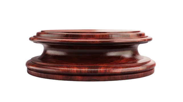 Elegant Wooden Pedestal Stand with Rich Mahogany Finish, Ideal for Displaying Trophies or Artworks