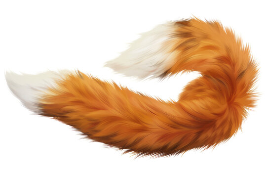 A fluffy fox tail on a transparent background with realistic textures and lighting.