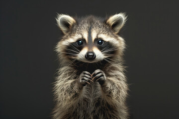 A little raccoon with a black background