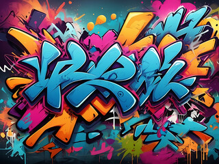 Fototapeta premium Vibrant colors design of abstract graffiti texture, a mix of abstract text and graffiti, wallpaper style,