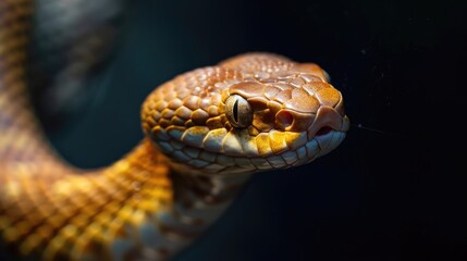 Single snake on dark background