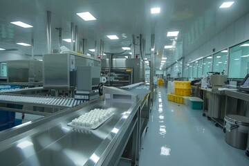 Production Line for Pharmaceutical Products in a Modern Factory