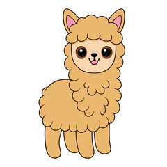 Alpaca colorful vector and illustration white background 