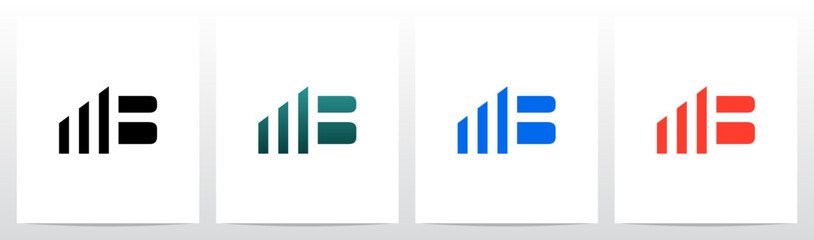 Perspective Pillars Block Behind Letter Initial Logo Design B