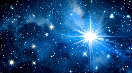 Obraz premium Brilliant star shining in a mesmerizing night sky filled with countless sparkling stars.