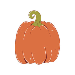 Ripe red pumpkin isolated on transparent background. Fall harvest gourds, halloween invitation. Healthy organic food concept. Vector autumn vegetable illustration in flat style.