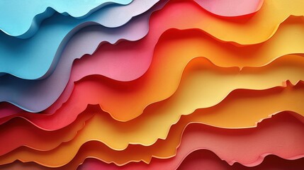 Fototapeta premium Vibrant abstract paper art with layered waves of color creating a vivid and dynamic visual effect. Perfect for backgrounds and design inspiration.