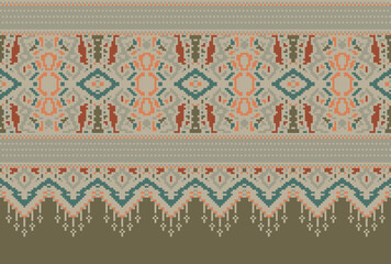 Obraz premium Traditional Seamless Ethnic Pattern background design in aztec, tribal, fabric, native style illustration vector