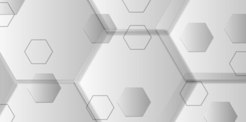 Abstract gray background with hexagons and seamless pattern in vector design. Hexagon geometric technology abstract background.  Vector Illustration. Minimal modern digital, futuristic, technology .