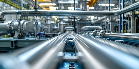 Fototapeta premium Cuttingedge facility producing carbo. Concept Carbon-neutral manufacturing, Sustainable energy, Advanced technology, Environmental impact, Clean production,