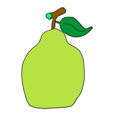 Fresh organic pear vector with green leaves