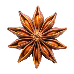 Anise star top view isolated on transparent background
