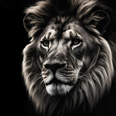 Fototapeta premium portrait of a lion, Generative AI
