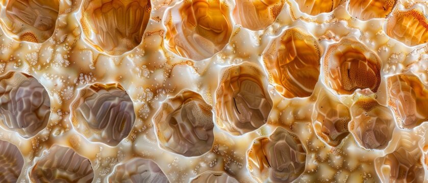 Panoramic close-up, high detail scan of wentletrap shell texture, Generative AI