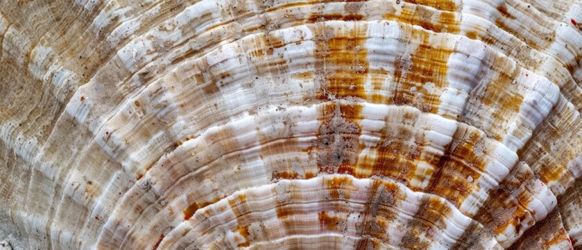 Panoramic close-up, high detail scan of wentletrap shell texture, Generative AI