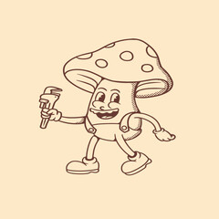mascot character mushroom with retro style good for logo, branding, and graphic design