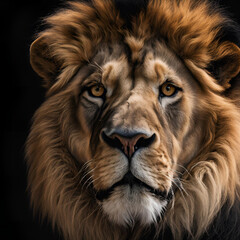 Fototapeta premium portrait of a lion, Generative AI