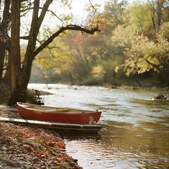 Riverside Leisure: Speedboat Tied Up at a Quiet Dock - Ready for Adventure