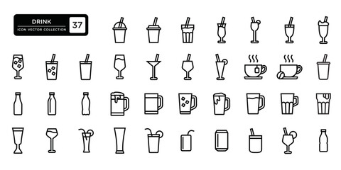 Drink icons collection, various drinks, vector icon templates editable and resizable