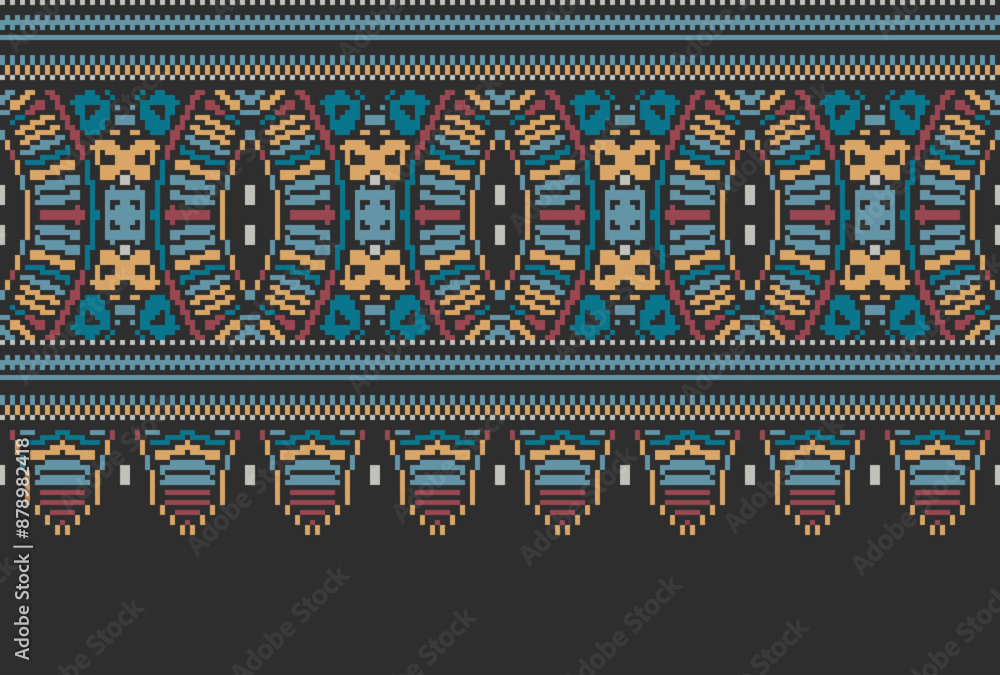 Wall mural Seamless pattern in tribal, folk embroidery, and Mexican style. Aztec geometric art ornament print.Design for carpet, wallpaper, clothing,