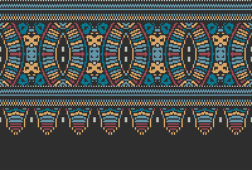 Seamless pattern in tribal, folk embroidery, and Mexican style. Aztec geometric art ornament print.Design for carpet, wallpaper, clothing,