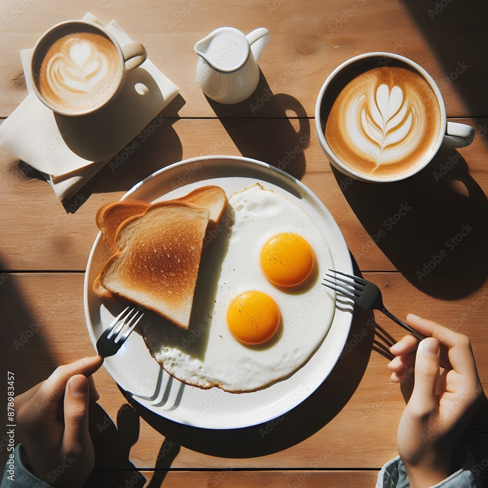 Poster breakfast scene from an overhead perspective generated by ai