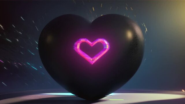4k Dynamic Neon Love Heart Shaped ,generative ai