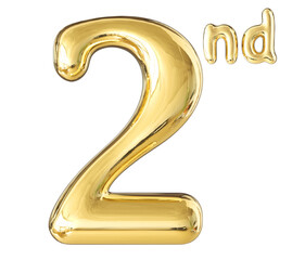 2nd Anniversary Gold Number 3D