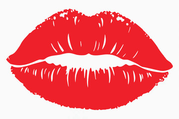 red lip print vector illustration isolated on white background