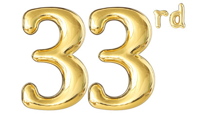 33rd Anniversary Gold Number 3D