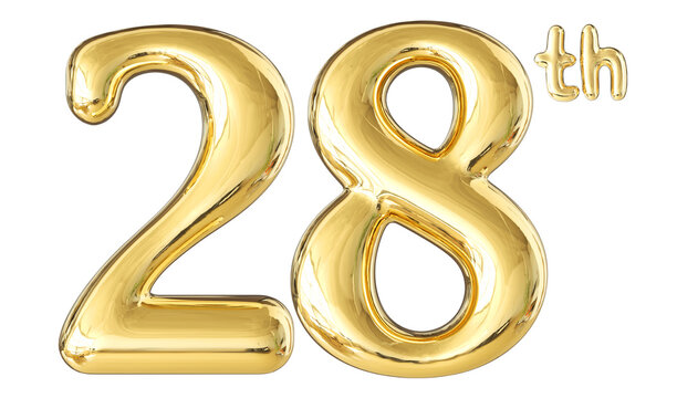 28th Anniversary Gold Number 3D