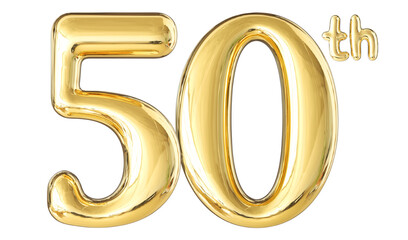 50th Anniversary Gold Number 3D
