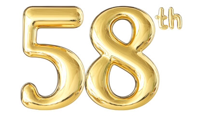 58th Anniversary Gold Number 3D