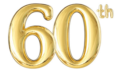 60th Anniversary Gold Number 3D