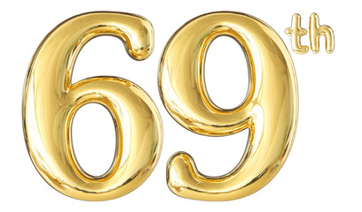 69th Anniversary Gold Number 3D