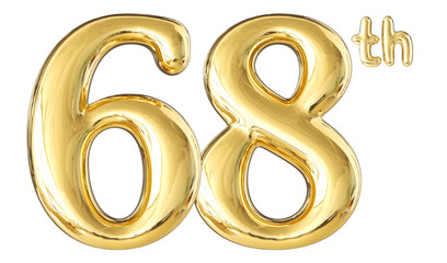 68th Anniversary Gold Number 3D
