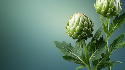 A artichoke with empty background. Created with generative AI