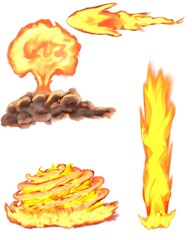 set of fire flames effect